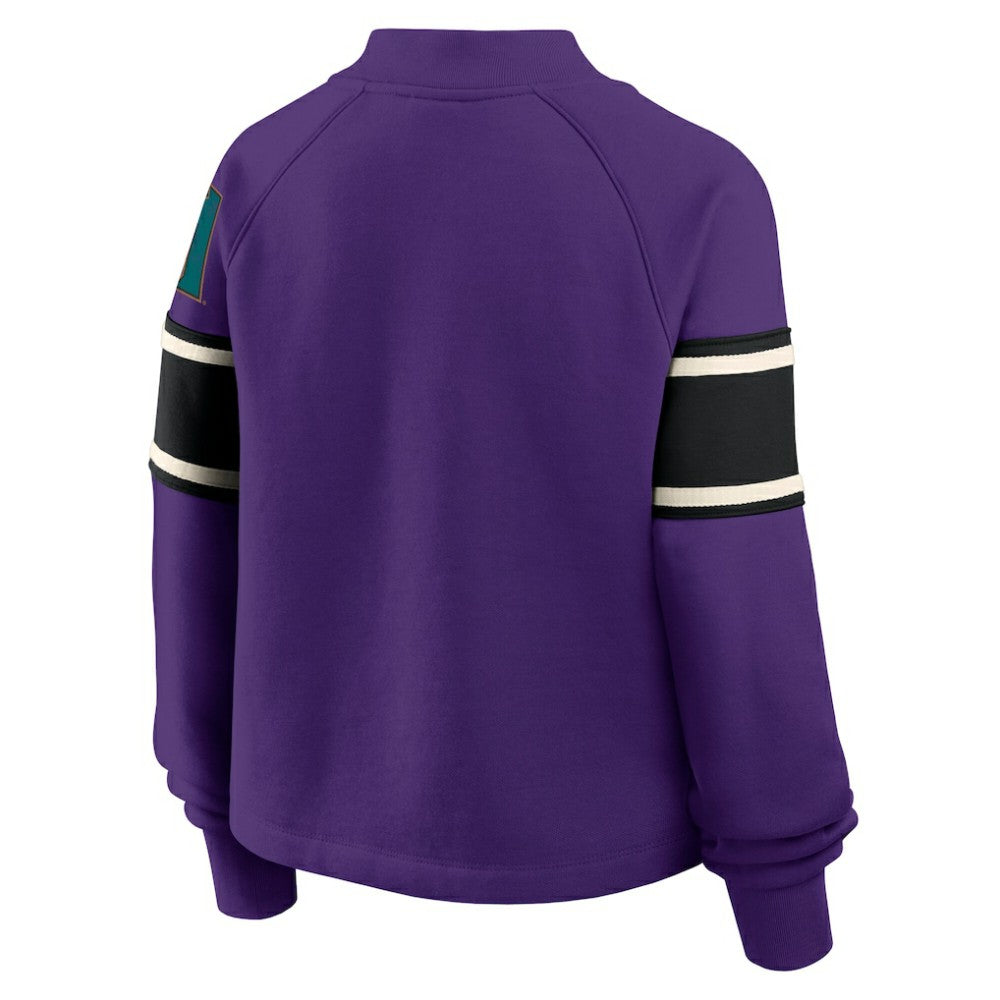 Arizona Diamondbacks Women's Oversized Toss Sweep Raglan Pullover Sweatshirt Purple
