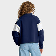 New York Yankees Women's Oversized Toss Sweep Raglan Pullover Sweatshirt Navy