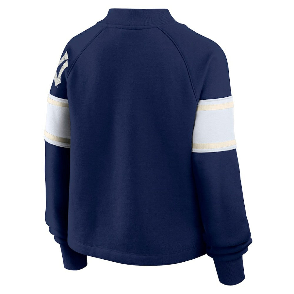 New York Yankees Women's Oversized Toss Sweep Raglan Pullover Sweatshirt Navy