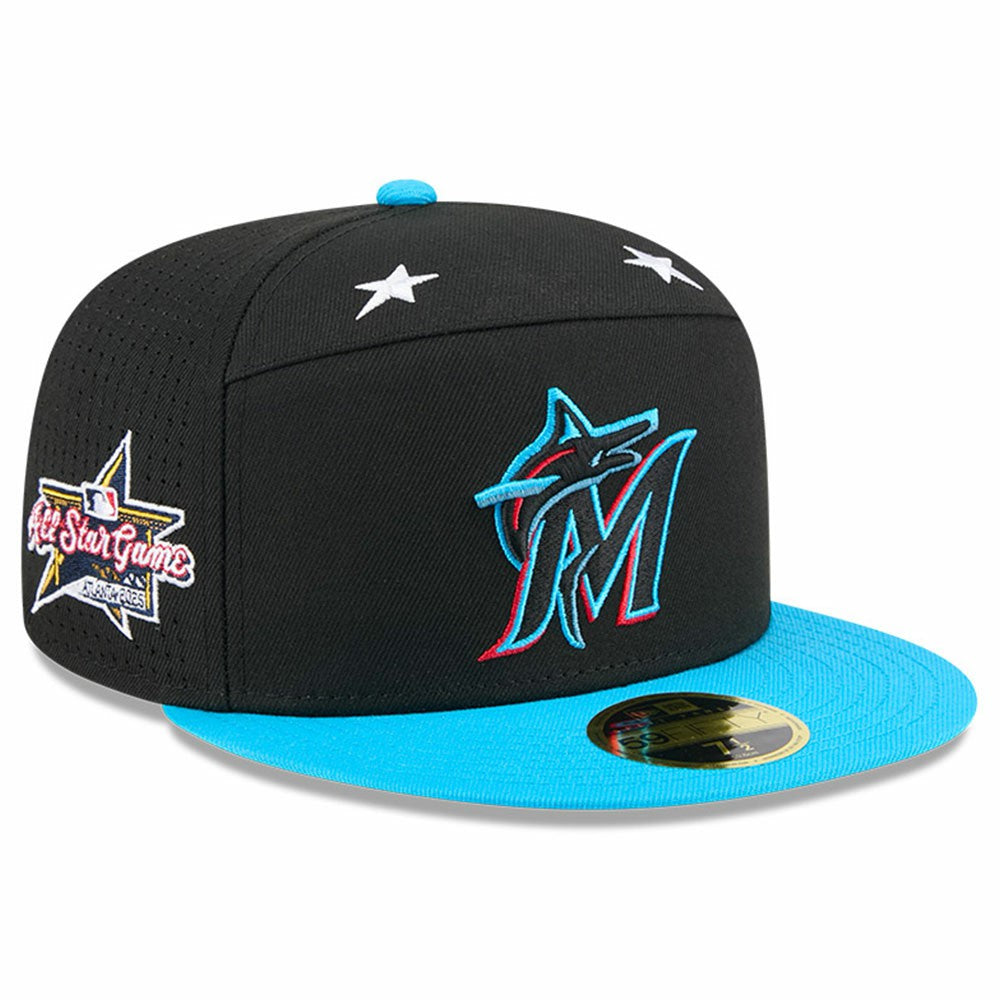 Miami Marlins 2025 MLB All-Star Game Side Patch 59FIFTY Fitted Hat Black/Blue