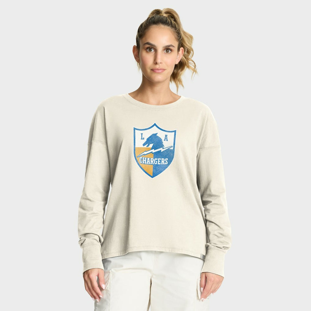 Los Angeles Chargers Women's Dove Legacy Long Sleeve T-Shirt - Cream outlet