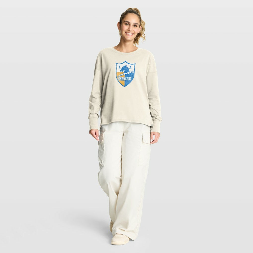 Los Angeles Chargers Women's Dove Legacy Long Sleeve T-Shirt - Cream outlet