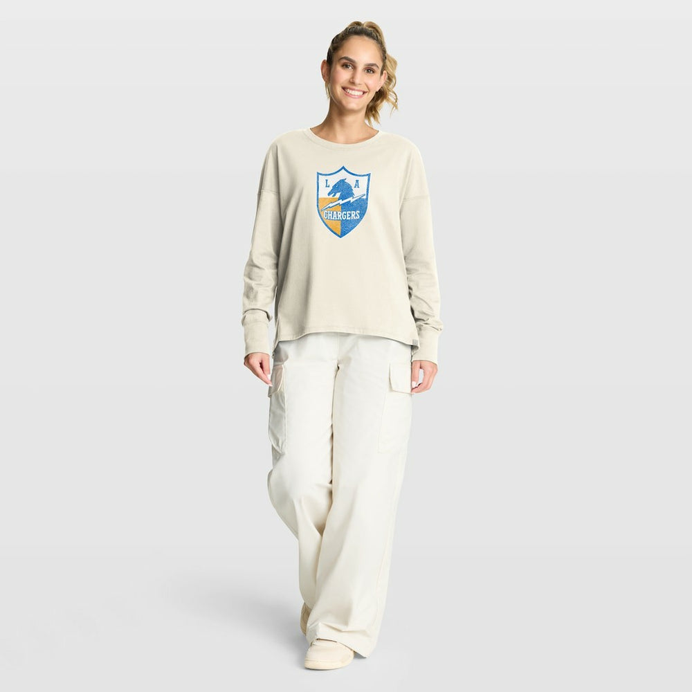 Los Angeles Chargers Women's Dove Legacy Long Sleeve T-Shirt - Cream outlet