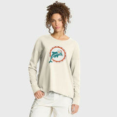 Miami Dolphins Women's Dove Legacy Long Sleeve T-Shirt - Cream sale