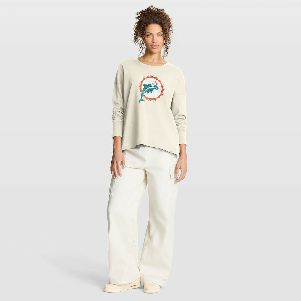 Miami Dolphins Women's Dove Legacy Long Sleeve T-Shirt - Cream sale