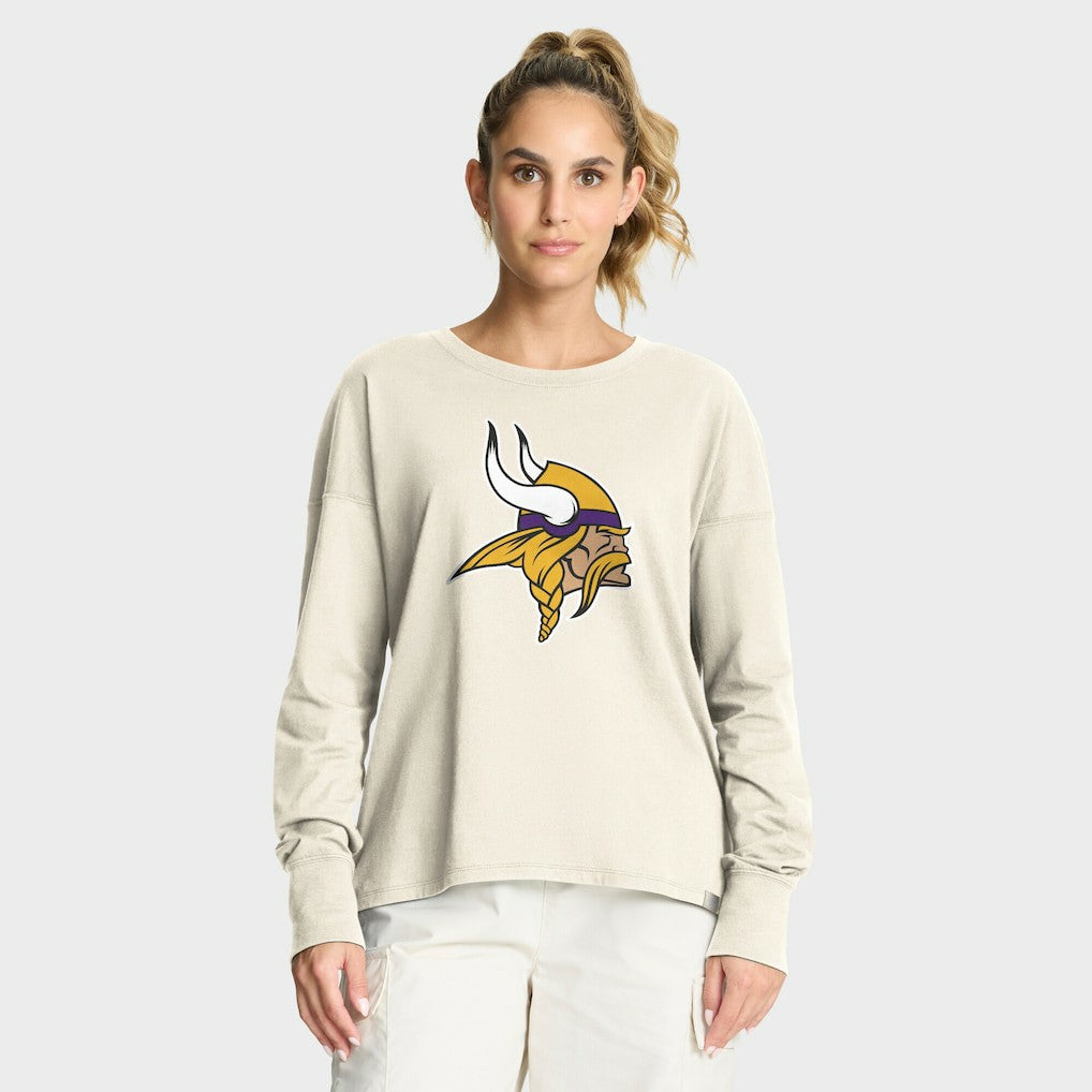Minnesota Vikings Women's Dove Legacy Long Sleeve T-Shirt - Cream discount