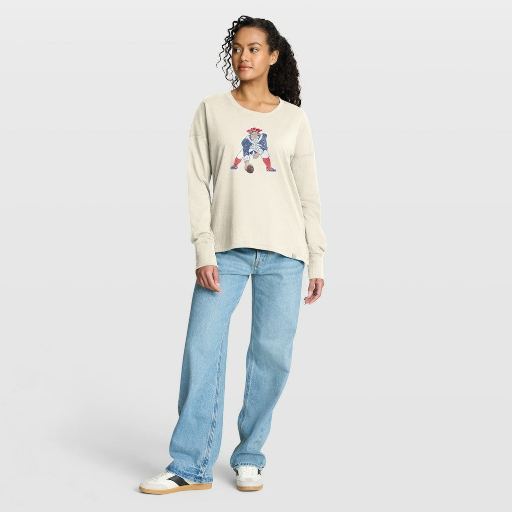 New England Patriots Women's Dove Legacy Long Sleeve T-Shirt - Cream discount