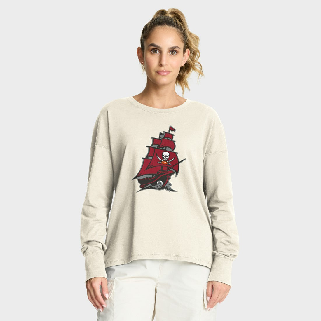 Tampa Bay Buccaneers Women's Dove Legacy Long Sleeve T-Shirt - Cream for sale
