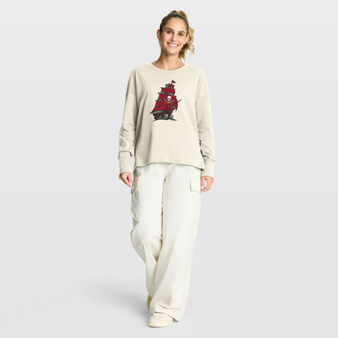 Tampa Bay Buccaneers Women's Dove Legacy Long Sleeve T-Shirt - Cream for sale