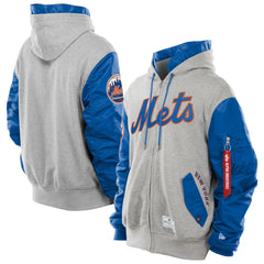New York Mets x Alpha Industries MA-1 Full-Zip Hoodie Jacket Royal/Grey