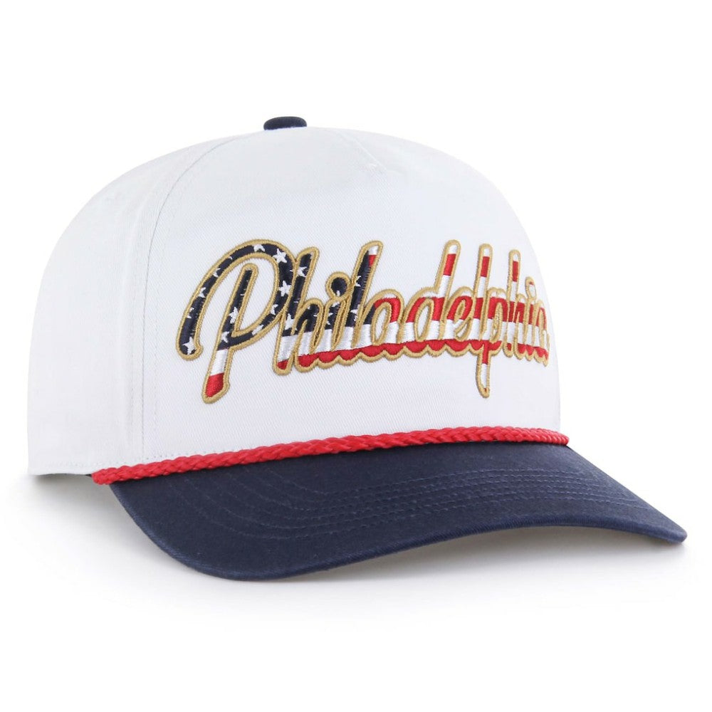 Philadelphia Phillies Patriotic Overhand Hitch Adjustable Hat White
