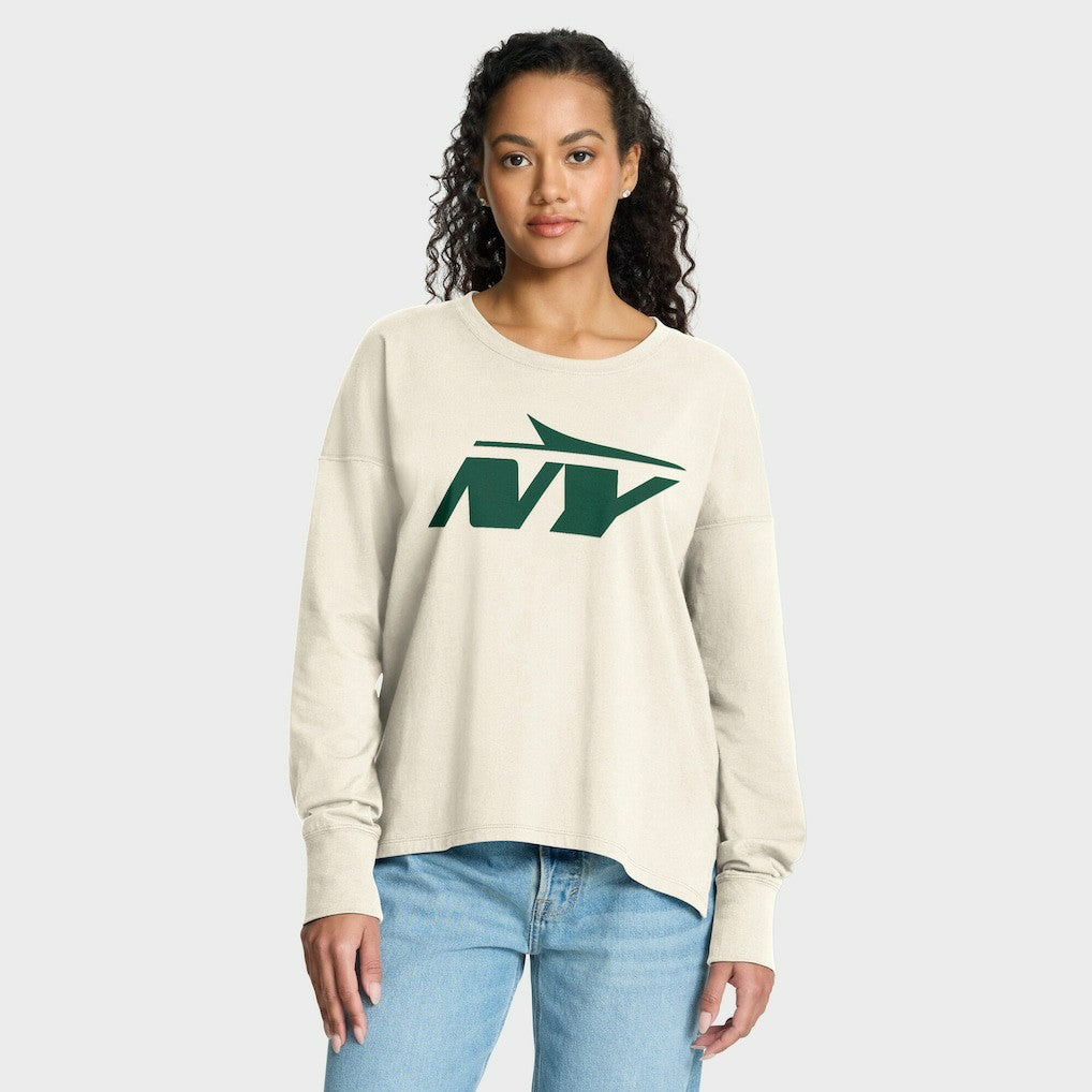 New York Jets Women's Dove Legacy Long Sleeve T-Shirt - Cream for sale
