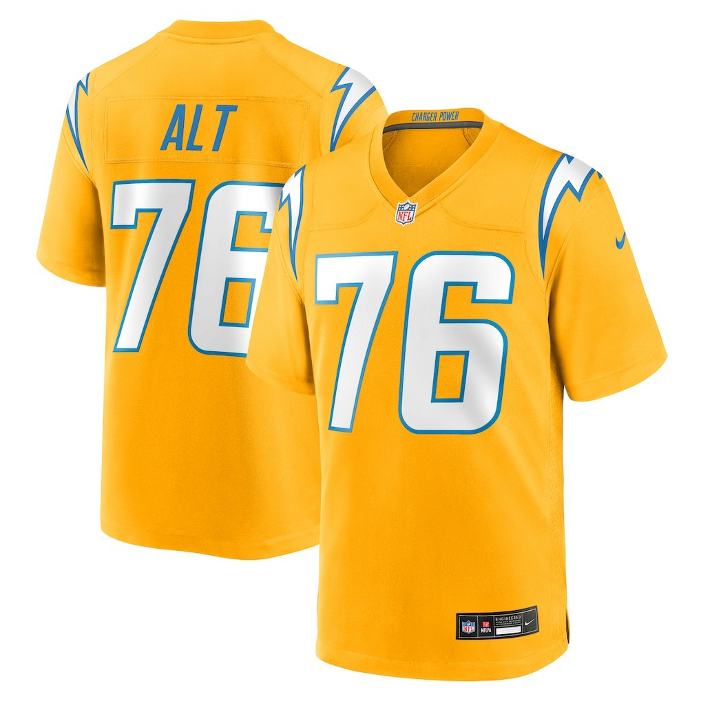 Joe Alt Los Angeles Chargers Alternate Charger Power Game Player Jersey - Gold discount