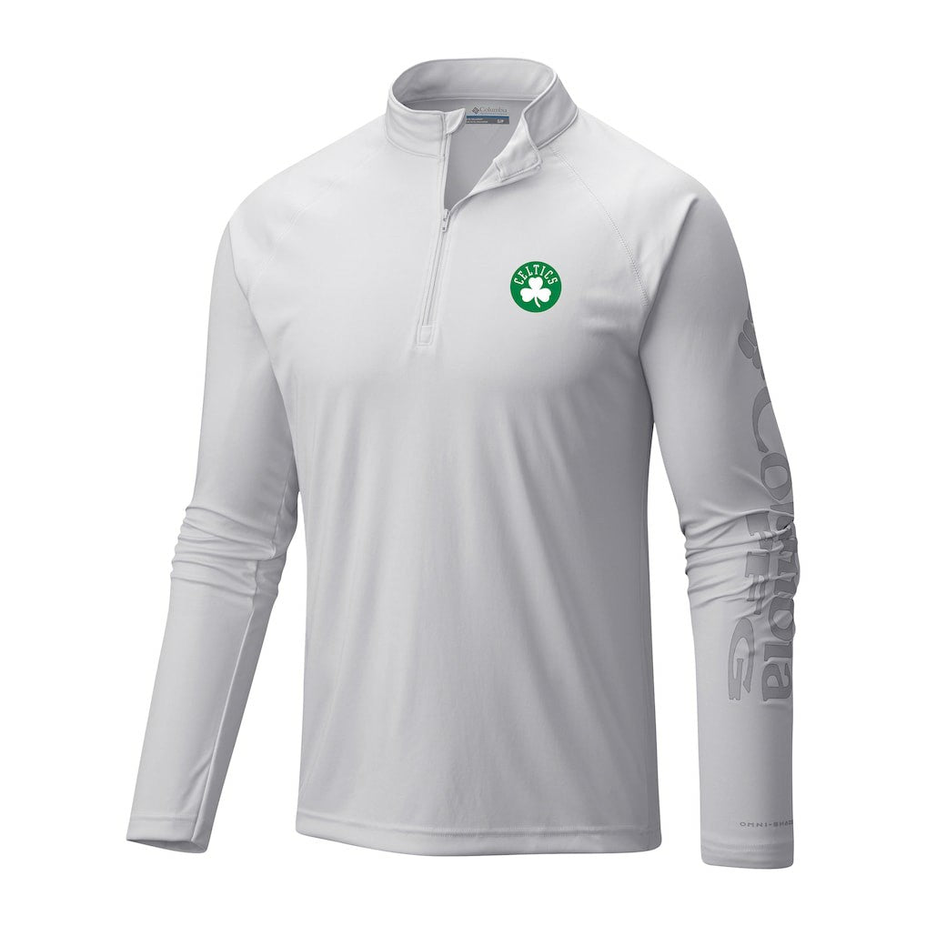 Boston Celtics Terminal Tackle Raglan Omni-Shade Quarter-Zip Jacket - White on sale