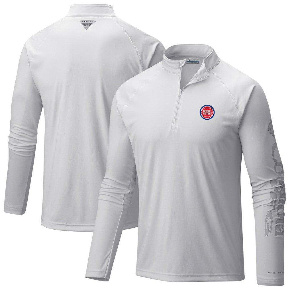 Detroit Pistons Terminal Tackle Raglan Omni-Shade Quarter-Zip Jacket sale - White cheap