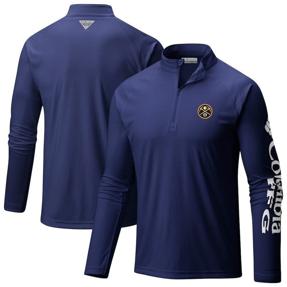 Denver Nuggets Terminal Tackle Raglan Omni-Shade Quarter-Zip Jacket sale - Navy outlet