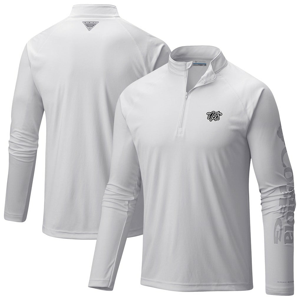 Brooklyn Nets Terminal Tackle Raglan Omni-Shade Quarter-Zip Jacket - White shop