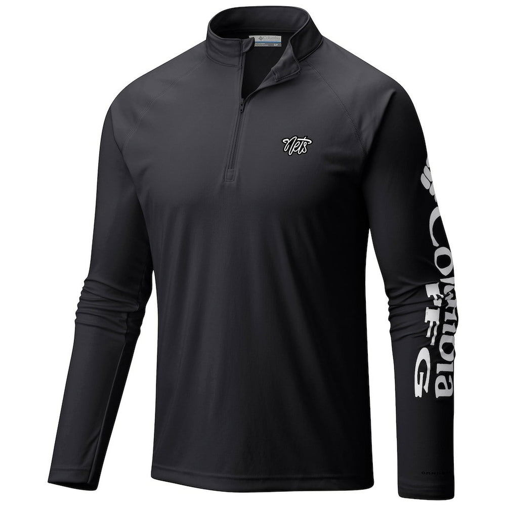 Brooklyn Nets Terminal Tackle Raglan Omni-Shade Quarter-Zip Jacket - Black on sale