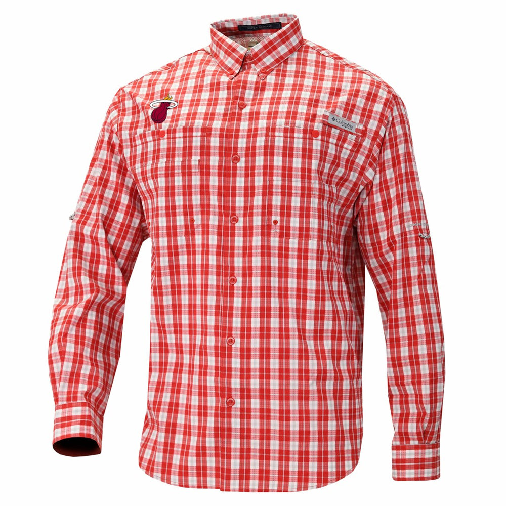 Miami Heat Super Tamiami Omni-Shade Long Sleeve Button-Down Shirt - Red sale
