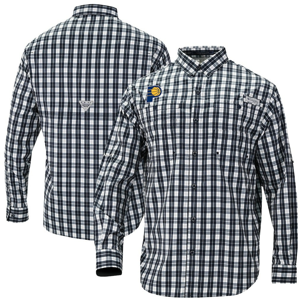 Indiana Pacers Super Tamiami Omni-Shade Long Sleeve Button-Down Shirt - Navy discount