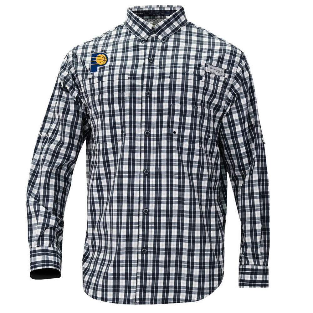 Indiana Pacers Super Tamiami Omni-Shade Long Sleeve Button-Down Shirt - Navy discount