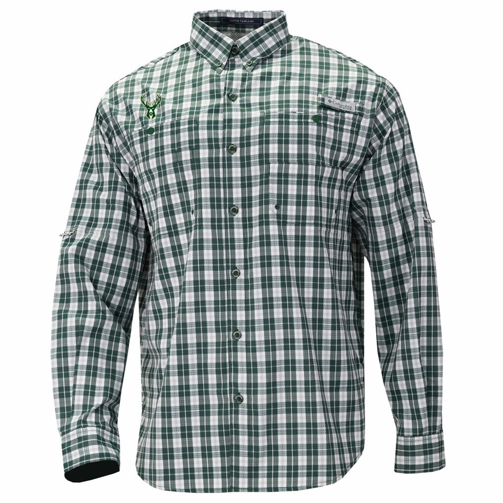 Milwaukee Bucks Super Tamiami Omni-Shade Long Sleeve Button-Down Shirt - Green discount