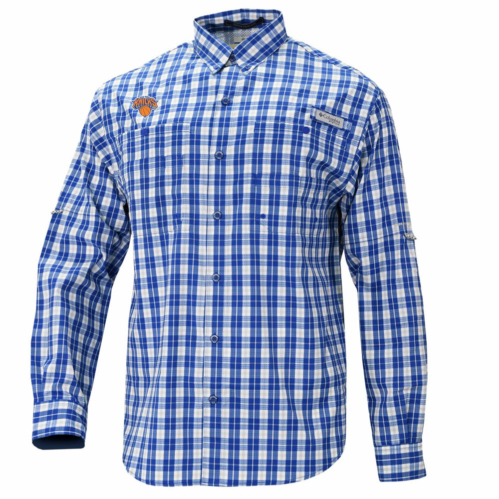 New York Knicks Super Tamiami Omni-Shade Long Sleeve Button-Down Shirt - Blue outlet