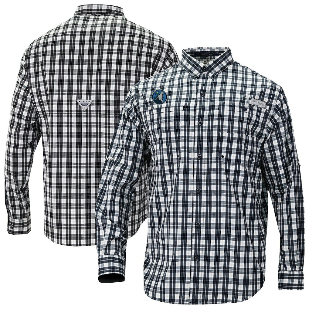 Minnesota Timberwolves Super Tamiami Omni-Shade Long Sleeve Button-Down Shirt - Navy outlet