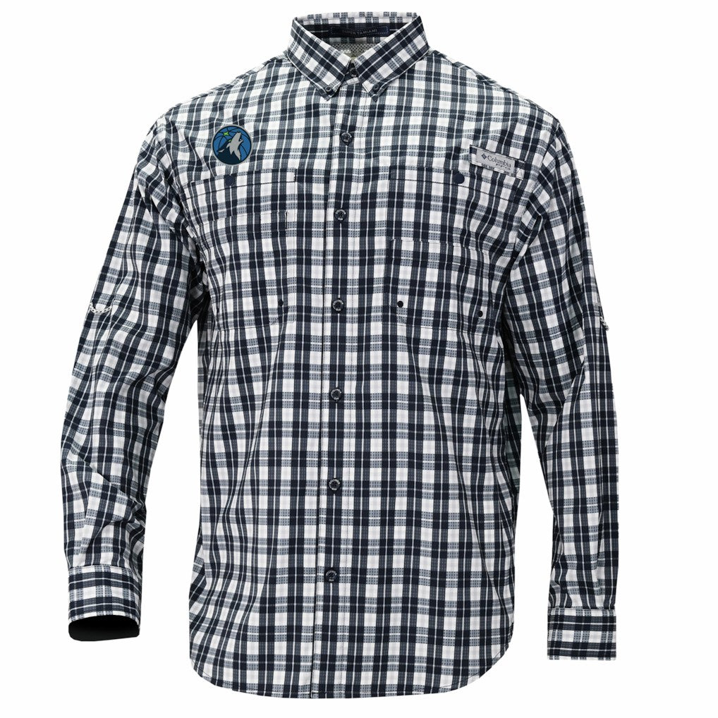 Minnesota Timberwolves Super Tamiami Omni-Shade Long Sleeve Button-Down Shirt - Navy outlet