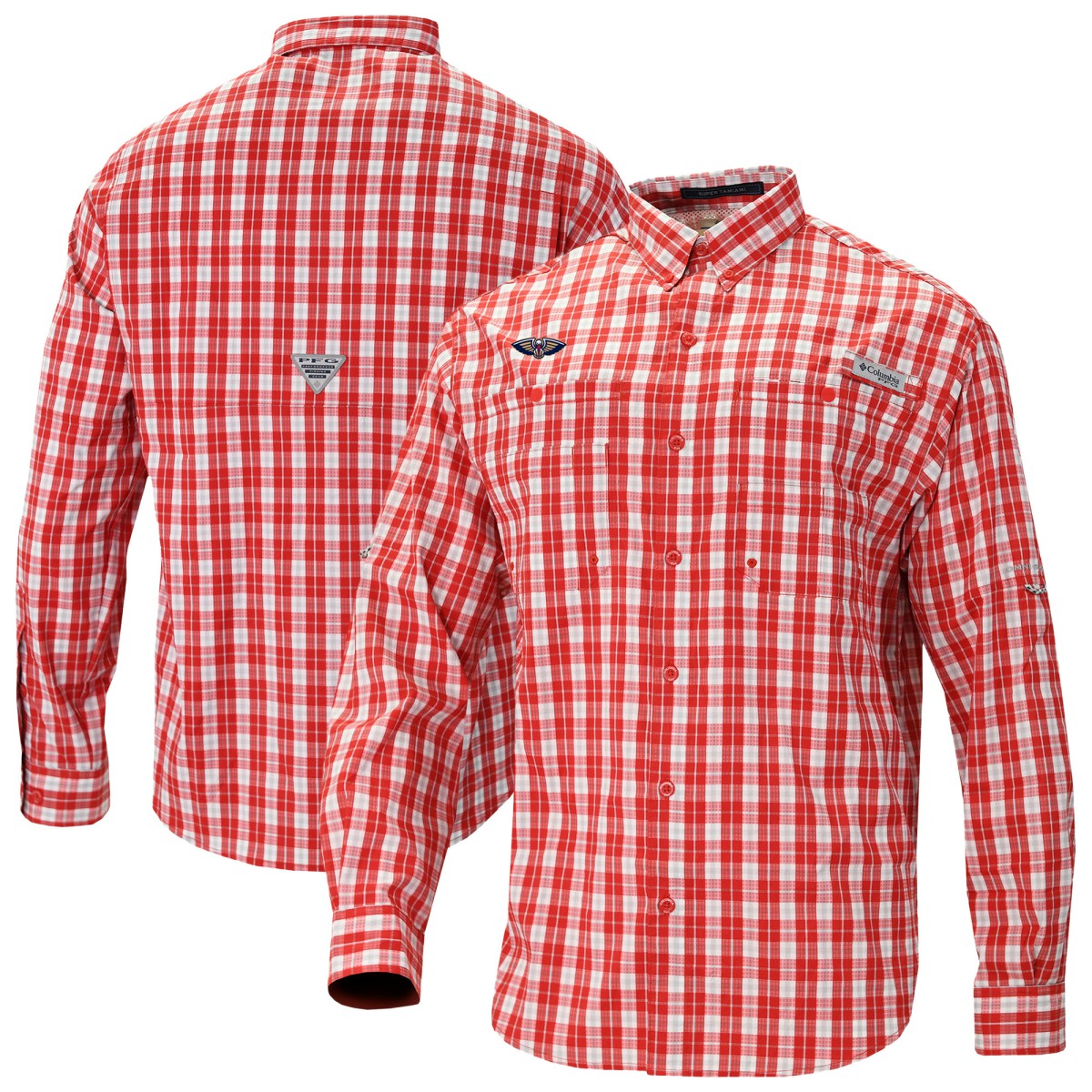 New Orleans Pelicans Super Tamiami Omni-Shade Long Sleeve Button-Down Shirt - Red outlet