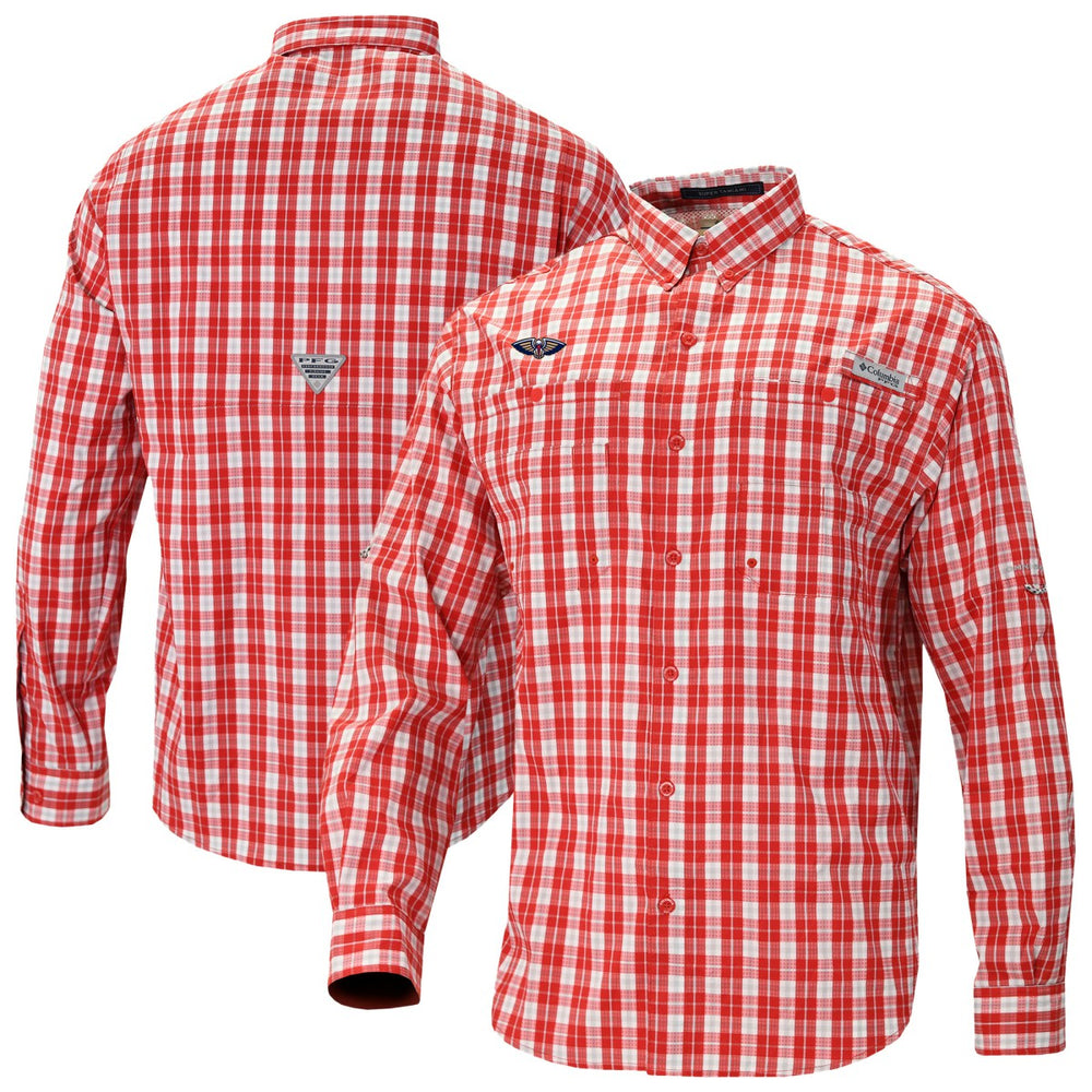 New Orleans Pelicans Super Tamiami Omni-Shade Long Sleeve Button-Down Shirt - Red outlet