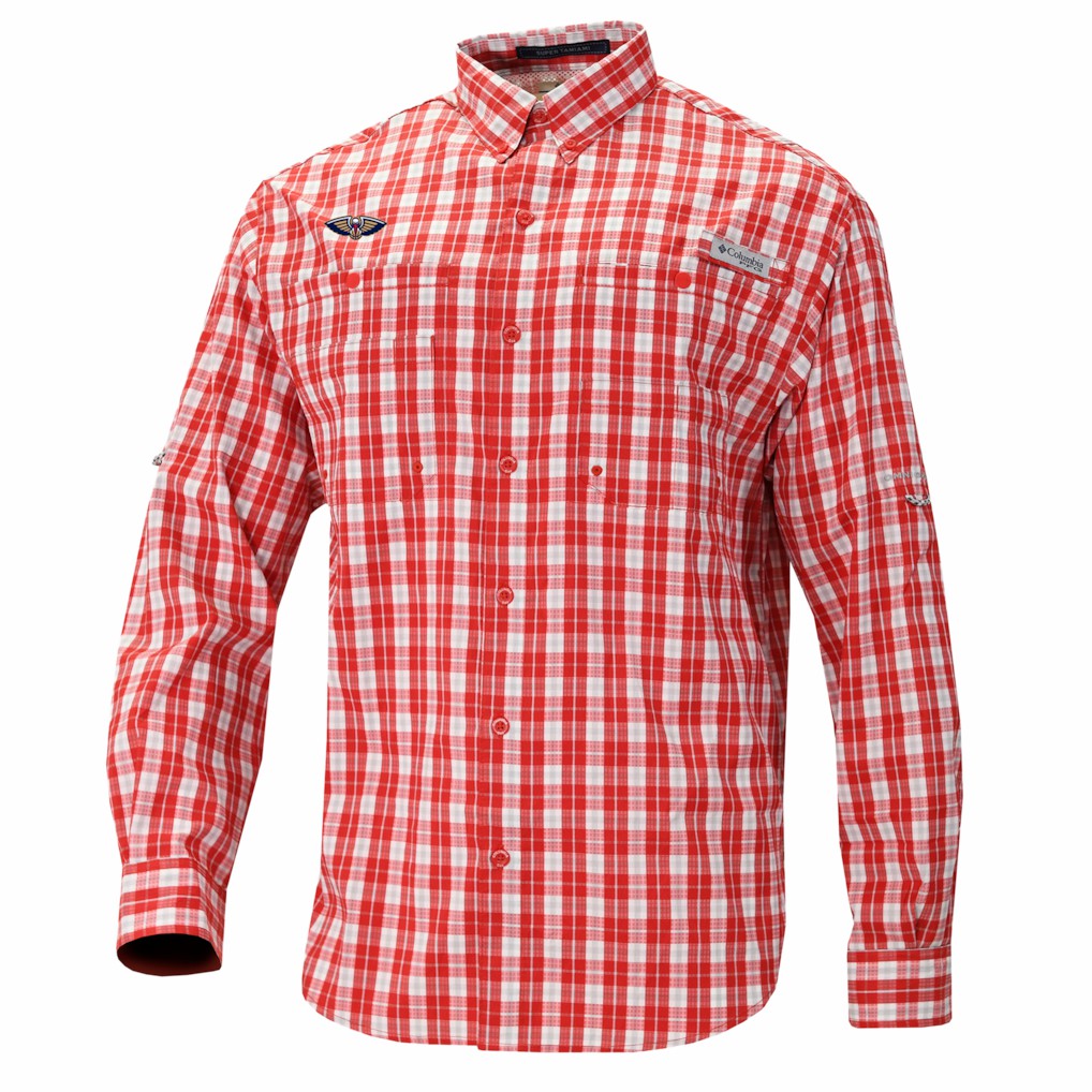 New Orleans Pelicans Super Tamiami Omni-Shade Long Sleeve Button-Down Shirt - Red outlet