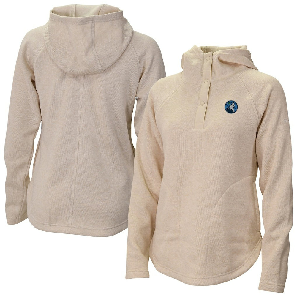 Minnesota Timberwolves Women's Sweater Weather Quarter-Snap Hoodie - Cream for sale