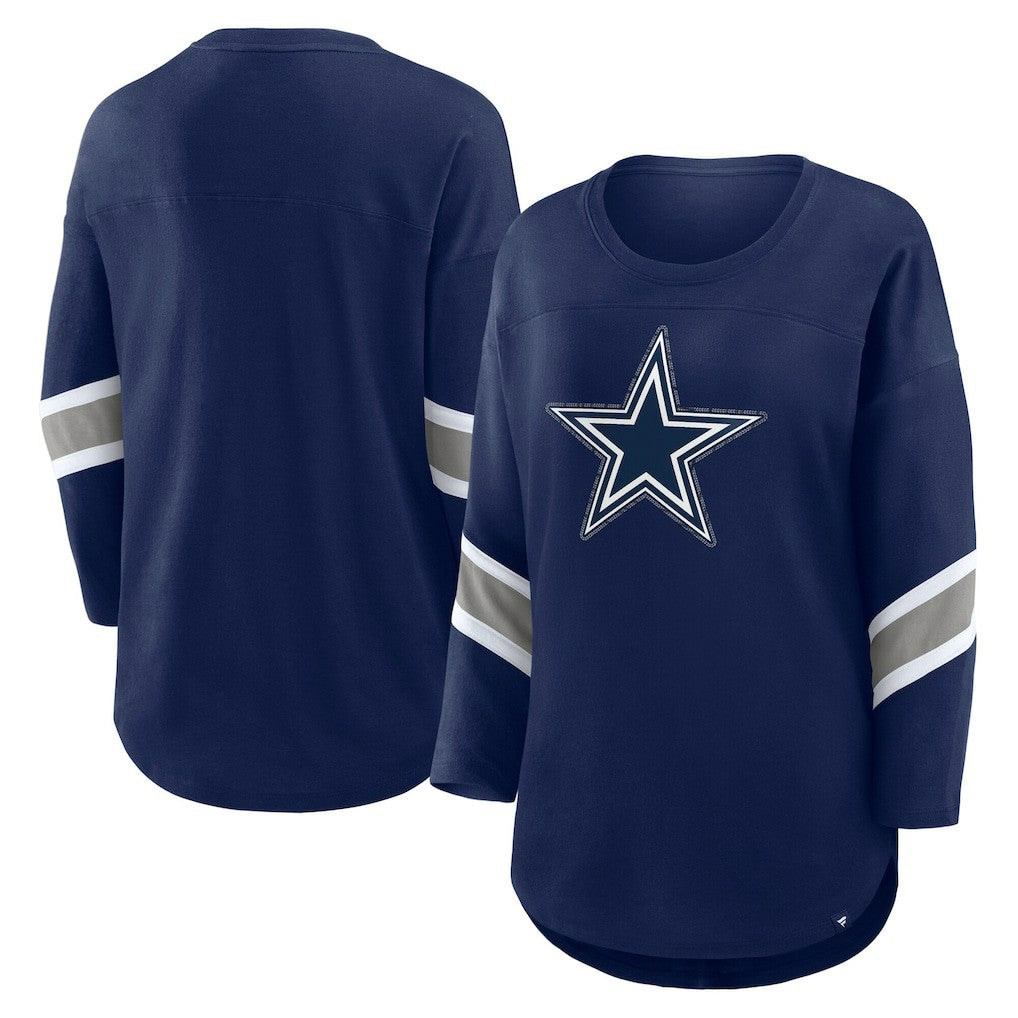 Dallas Cowboys Women's Redzone Bling 3/4-Sleeve T-Shirt - Navy sale