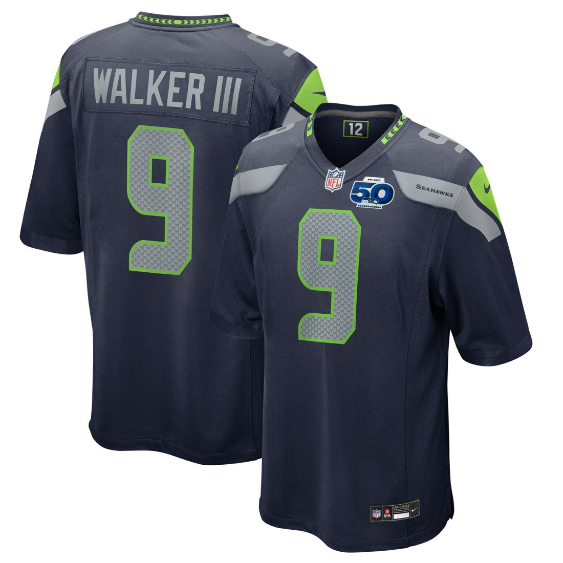 Kenneth Walker III Seattle Seahawks 50th Season Game Jersey - College Navy online