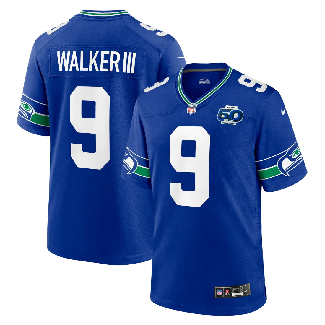 Kenneth Walker III Seattle Seahawks Alternate 50th Season Game Jersey - Royal for sale