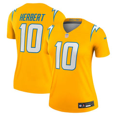Justin Herbert Los Angeles Chargers Women's Alternate Charger Power Legend Player Performance Top - Gold discount