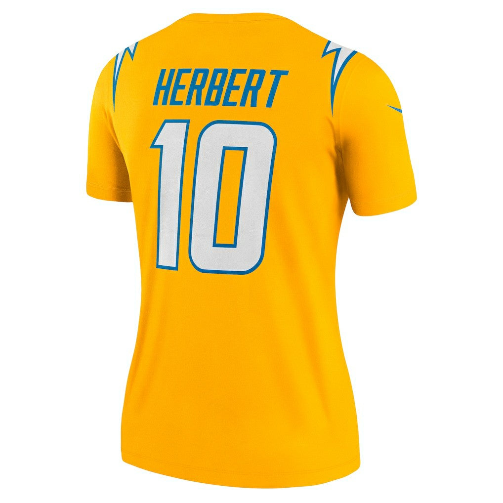 Justin Herbert Los Angeles Chargers Women's Alternate Charger Power Legend Player Performance Top - Gold discount