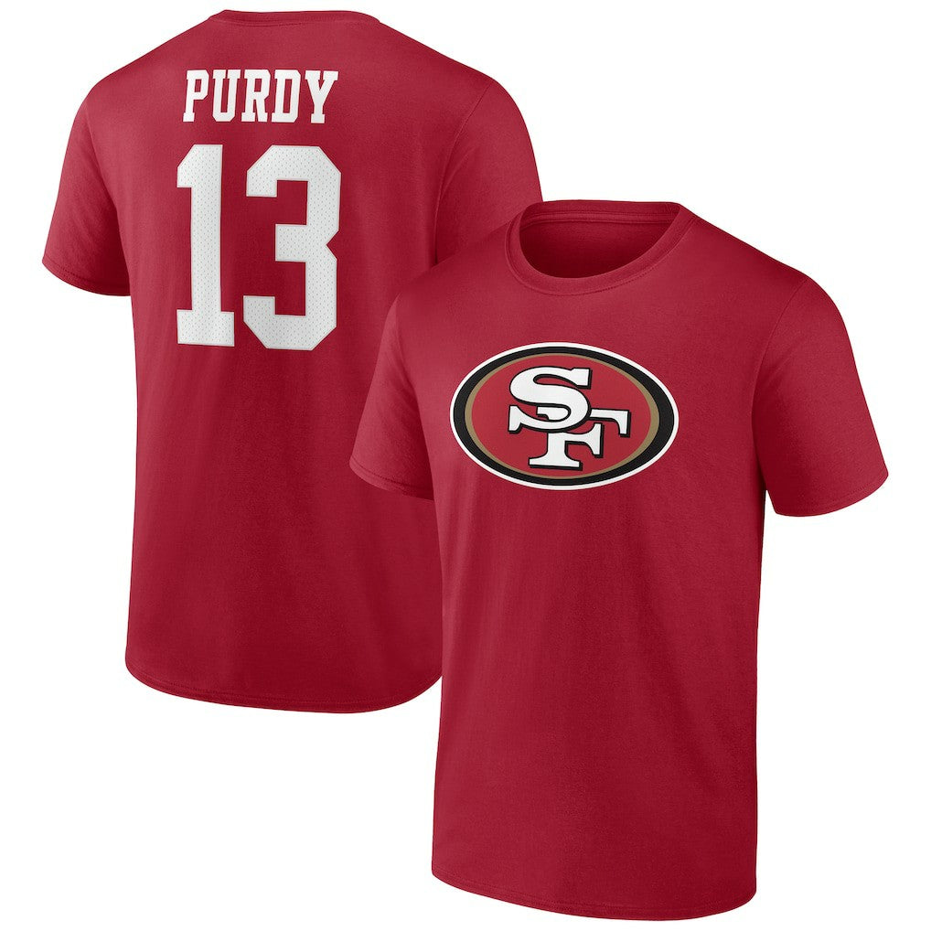 Brock Purdy San Francisco 49ers Player Icon T-Shirt - Scarlet on sale