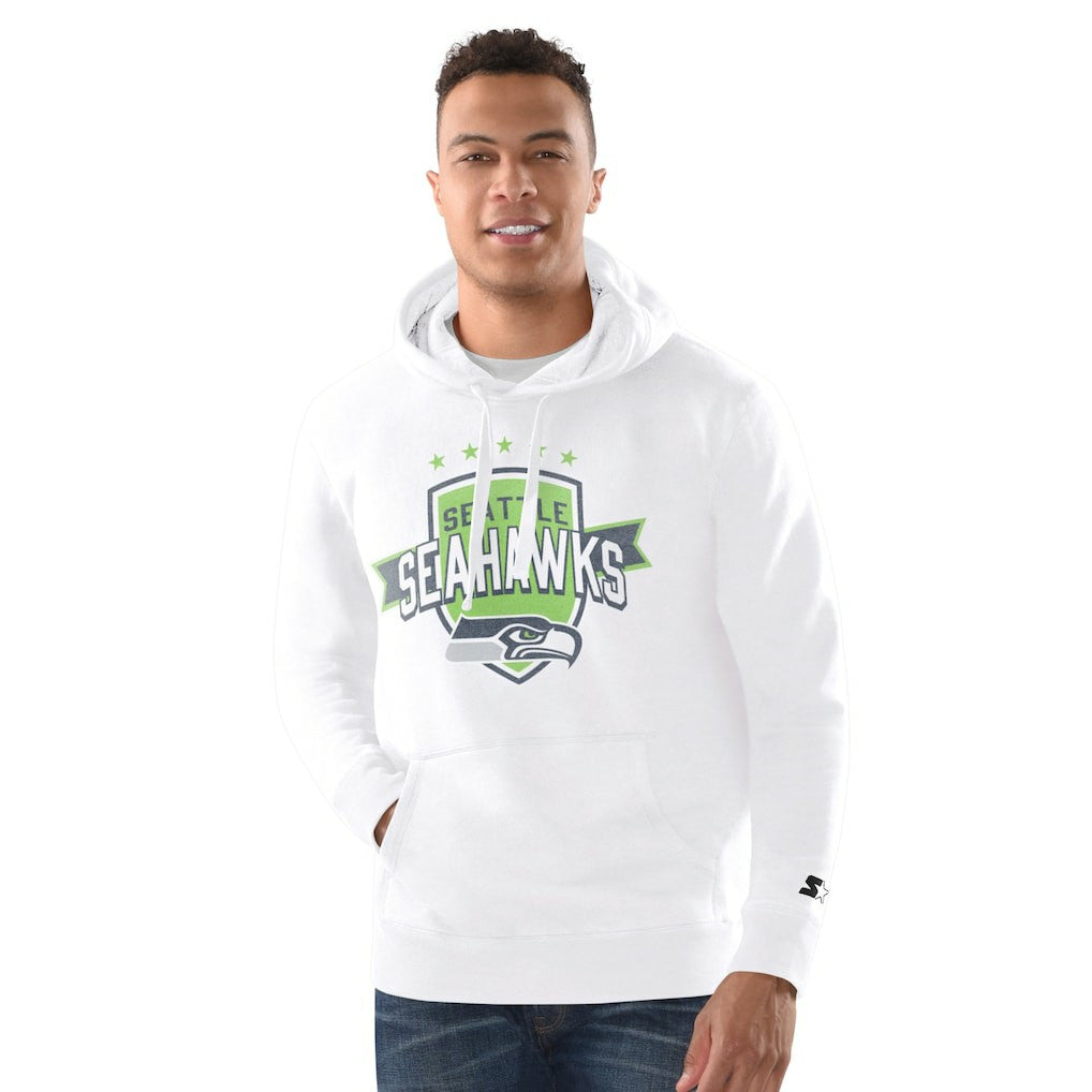 Seattle Seahawks Starter Vintage Pullover Hoodie - White on sale