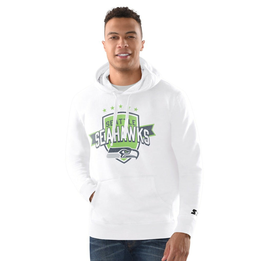 Seattle Seahawks Starter Vintage Pullover Hoodie - White on sale