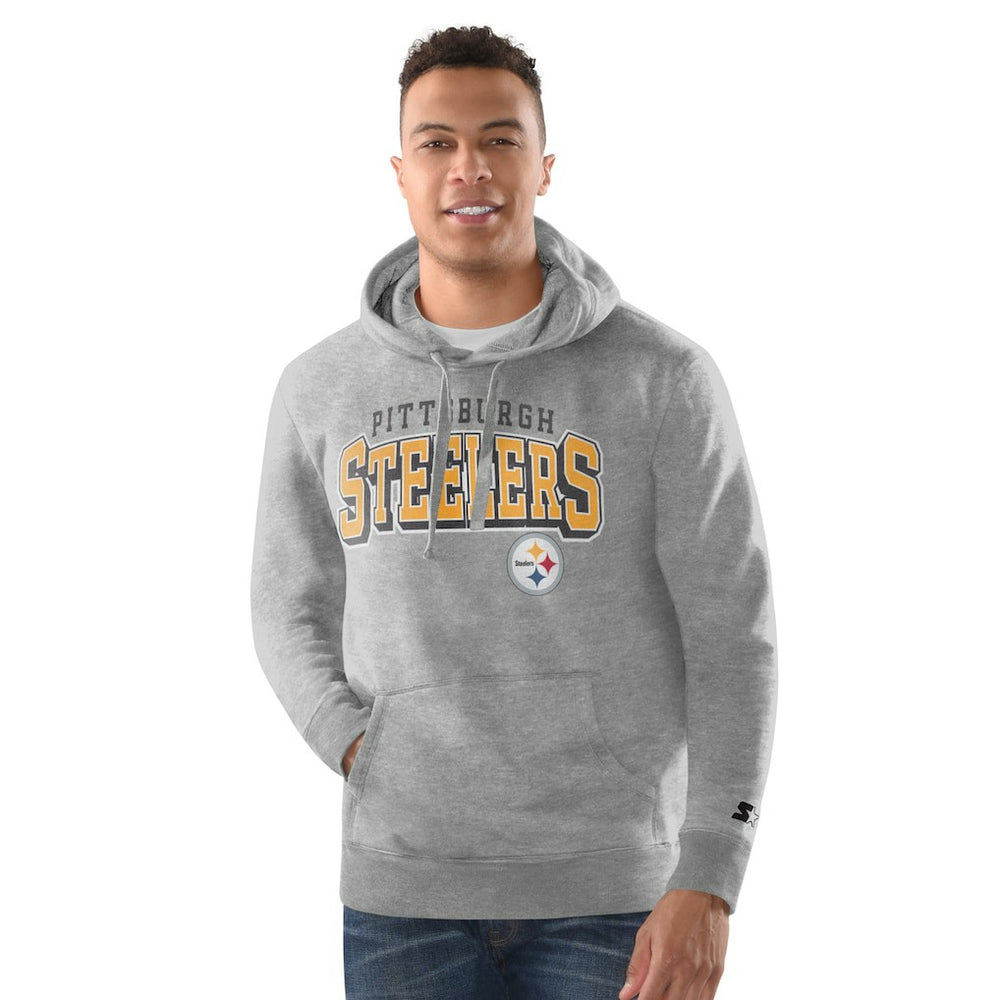 Pittsburgh Steelers Starter Vintage Pullover Hoodie - Heather Gray on sale