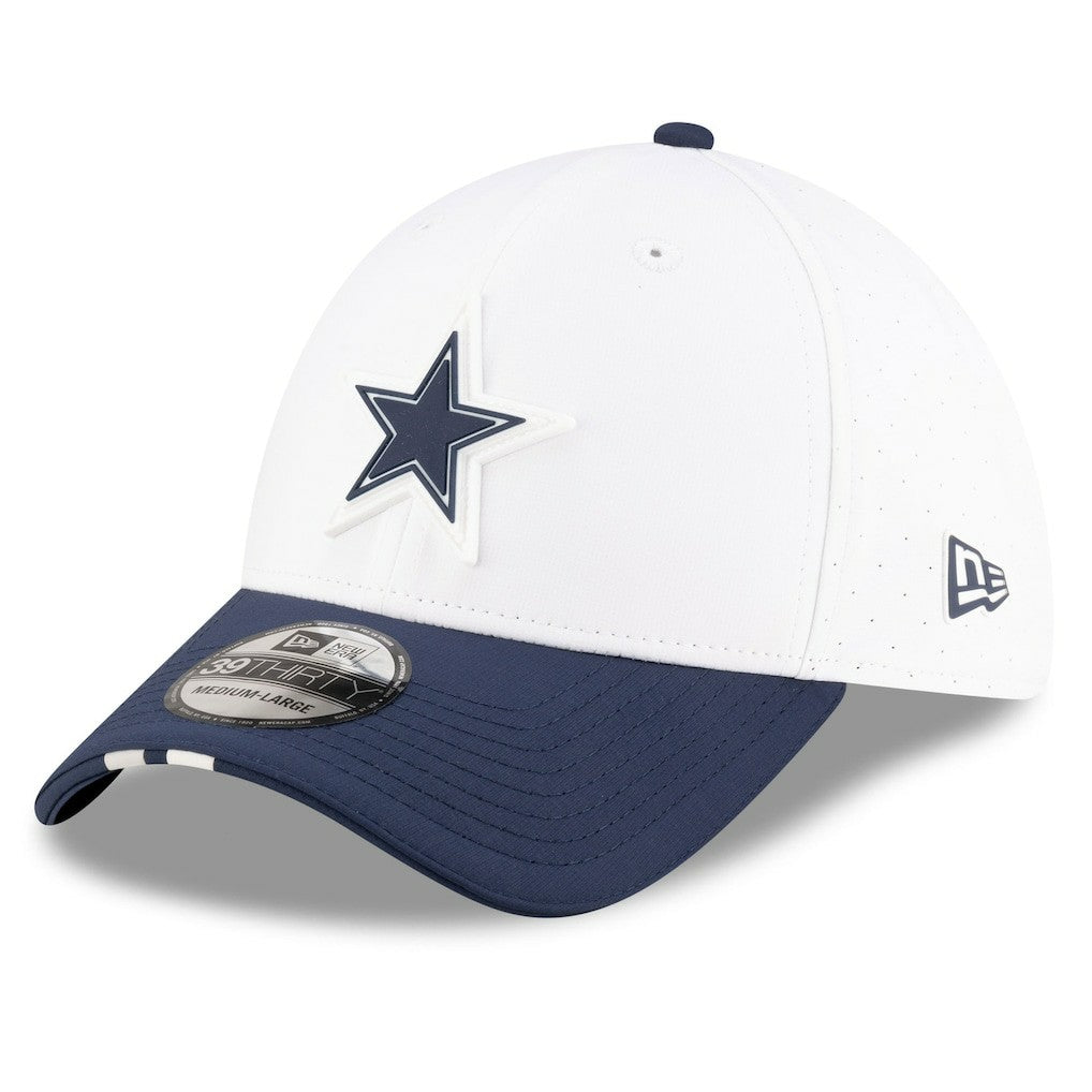 Dallas Cowboys New Era 2025 NFL Training Camp 39THIRTY Flex Hat - White/Navy discount