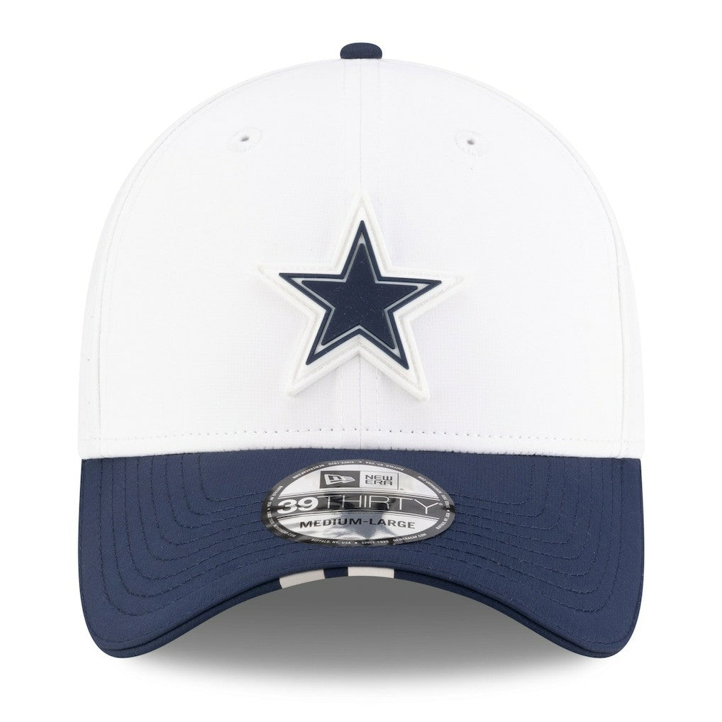 Dallas Cowboys New Era 2025 NFL Training Camp 39THIRTY Flex Hat - White/Navy discount