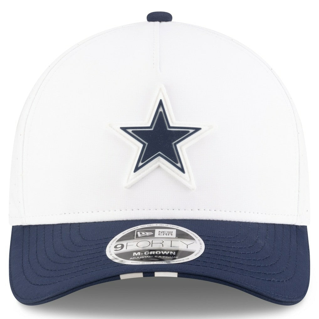 Dallas Cowboys New Era Youth 2025 NFL Training Camp A-Frame 9FORTY Adjustable Hat - White/Navy discount