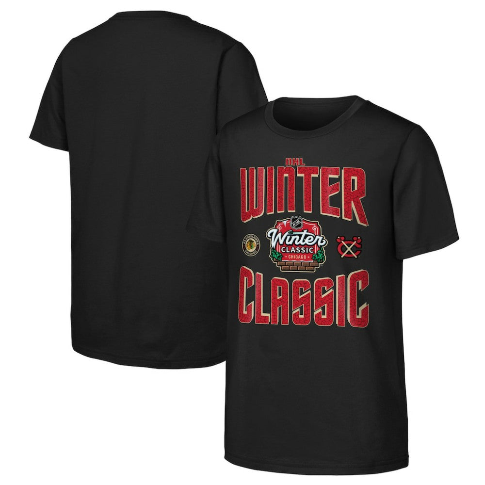 Chicago Blackhawks Youth 2025 NHL Winter Classic Game Day T-Shirt - Black T-shirts