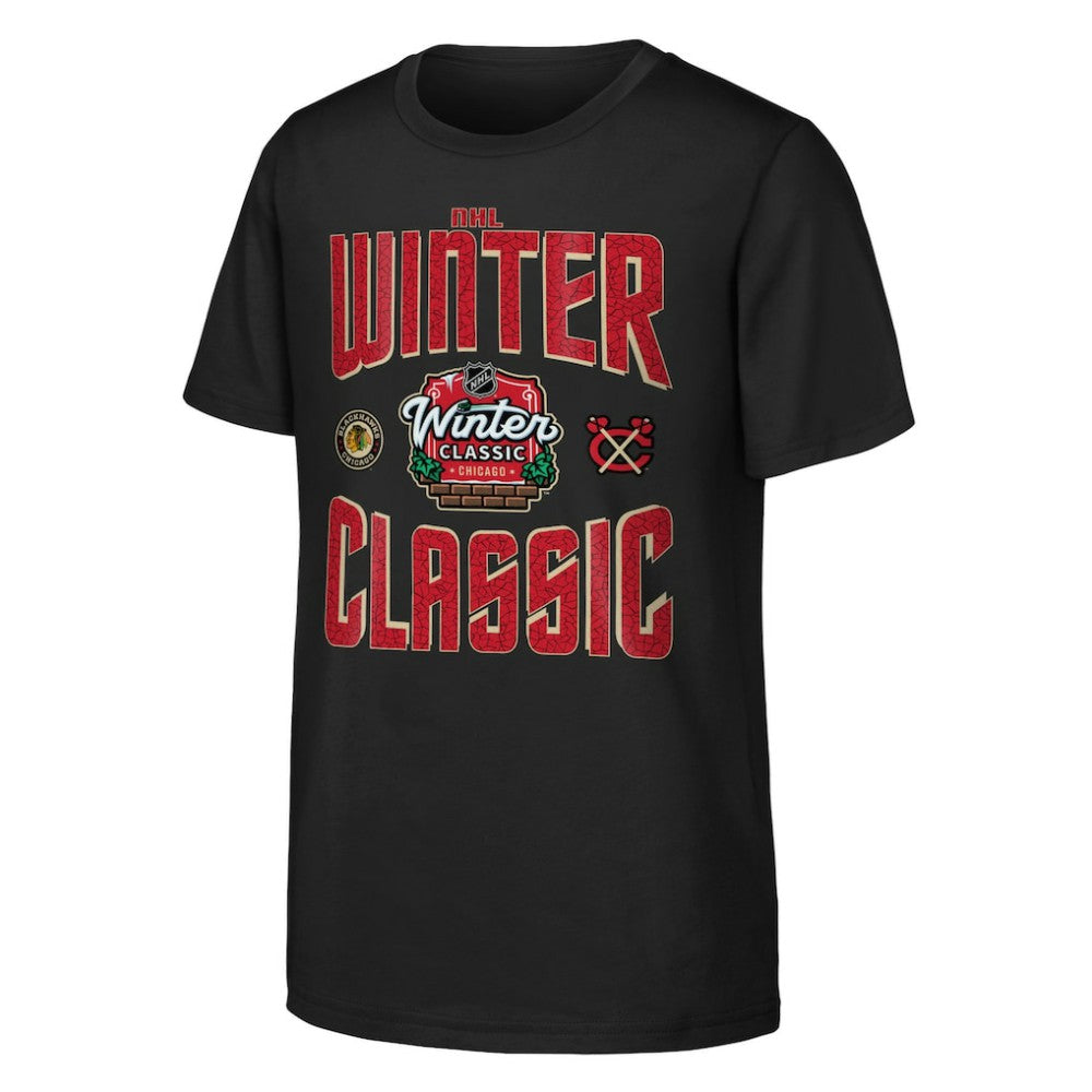 Chicago Blackhawks Youth 2025 NHL Winter Classic Game Day T-Shirt - Black T-shirts