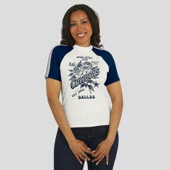Dallas Cowboys WEAR by Erin Andrews Women's Sleeve Stripe Distressed Raglan T-Shirt - White sale