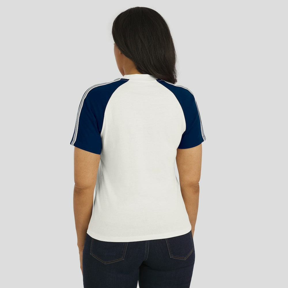 Dallas Cowboys WEAR by Erin Andrews Women's Sleeve Stripe Distressed Raglan T-Shirt - White sale