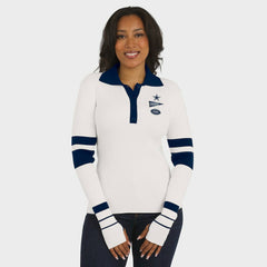 Dallas Cowboys WEAR by Erin Andrews Women's Ribbed Henley Polo Sweater - White for sale